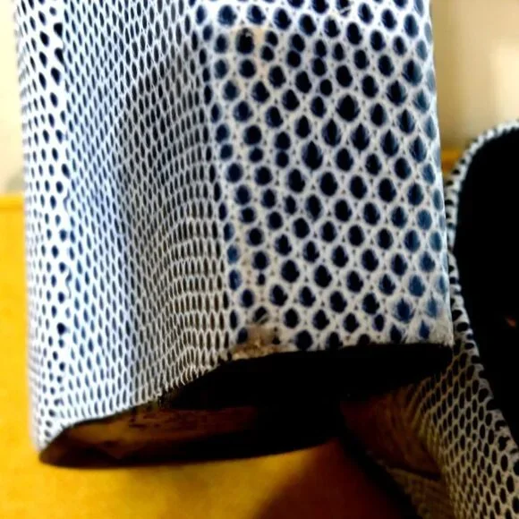 Alexander Wang Black & White Snakeskin Print Open-Toe Wedge Booties Size 36.5 - Picture 8 of 11